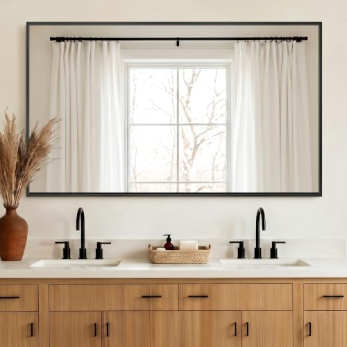 Delma Bathroom Vanity Mirror, 30x55 Black Metal Framed Mirror - Image 7