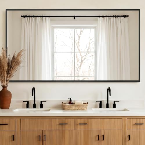 Delma Bathroom Vanity Mirror, 30x60 Black Metal Framed Mirror - Image 7