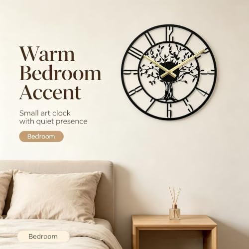 Wall Clock for Living Room Decor 14 inch Tree of Life Metal Wall Art, - Image 6