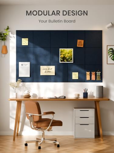 Bumusty 48"x 36" Large Felt Bulletin Board Tiles, Carbon Blue - Image 7