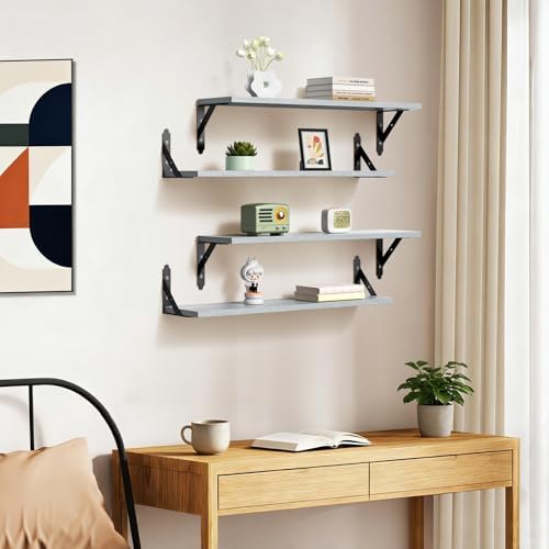 ROMGUAR CRAFT Wood Wall Floating Shelves Set of 4, 23.6" x 6" - Image 7