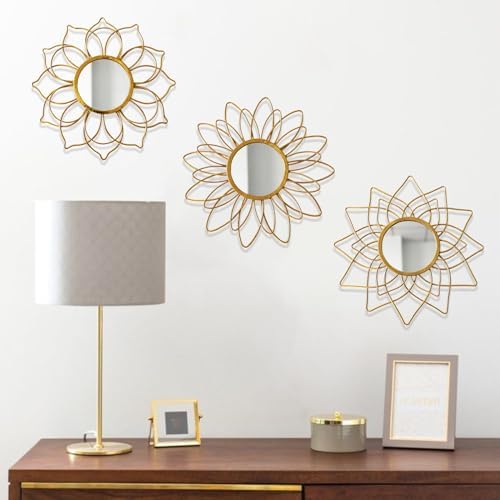Champagne Gold Round Mirrors for Wall, Decorative Mirrors for Wall Decor - Image 6