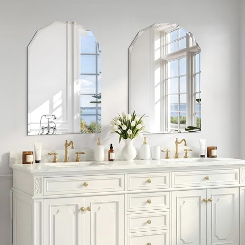 Beveled Arched Mirror, 5mm Tempered Glass, Decorative Frameless Wall Mirror - Image 6