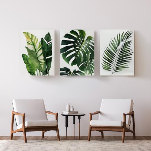 RZIGERNO 3 Pcs Tropical Botanical Leaf Canvas Prints Wall Art 12x16 Inch - Image 6