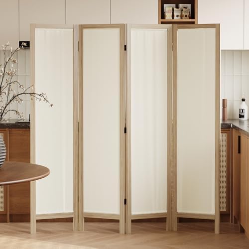 Linen Room Divider Privacy Screen, Foldable Wood Frame Partition Room Dividers - Image 6