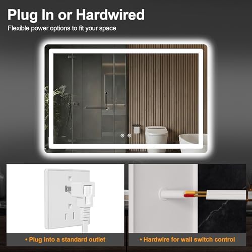 LED Bathroom Mirror with Lights, 30 x 45 Lighted Vanity Wall Mirror - Image 7