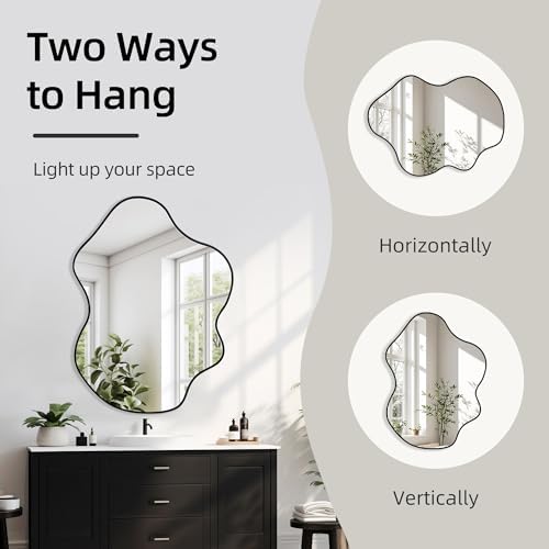 Black Irregular Bathroom 22 x 30 Inch Mirror - Image 7