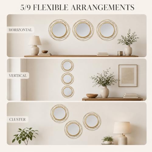 Gold Sunburst Mirror 12x12 Inch, Metal Sun Wall Decor, Small Round Decorative - Image 7