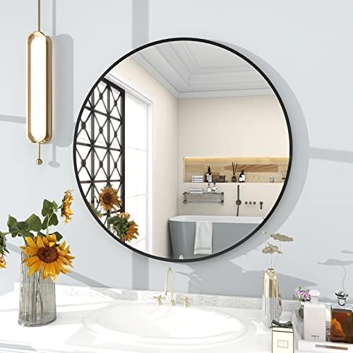 BEAUTYPEAK 30 Inch Round Mirror, Metal Frame Circle Mirror - Image 6
