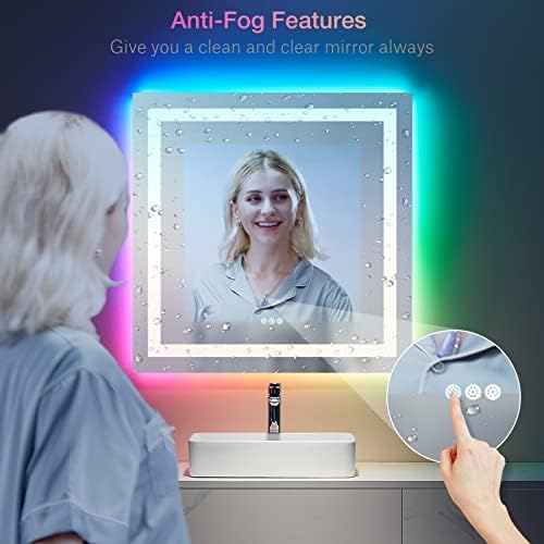 LOAAO 32"X32" RGB LED Bathroom Mirror - Image 6