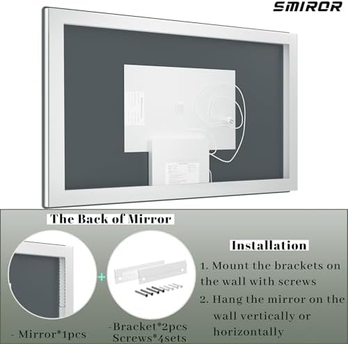 SMIROR 60x40 LED Lighted Bathroom Vanity Mirror - Image 6