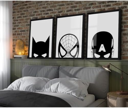 Spiderman Wall Art Boys Room Canvas Wall Decor Black White Wall Art Spiderman - Image 7