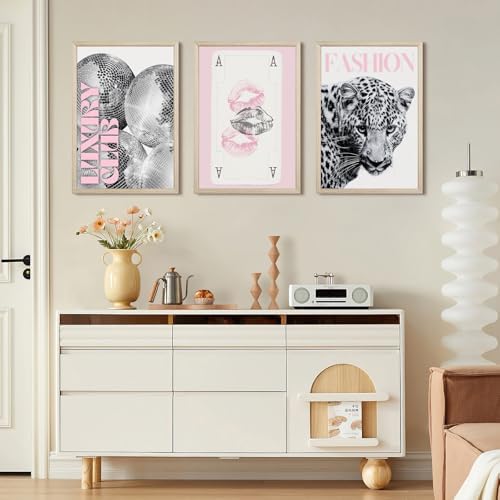 Pink Leopard Trendy Wall Art Cheetah Black White Canvas Wall Decor Fashion - Image 7
