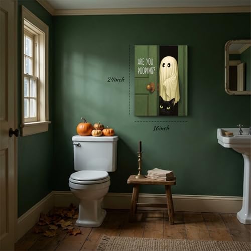YHCTHT Funny Ghost Cat Halloween Bathroom Wall Art, Are You Pooping - Image 7