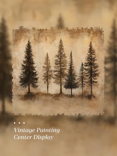 Gold Framed Wall Art, Vintage Pine Trees Canvas Prints, Rustic Nature Woodland - Image 7