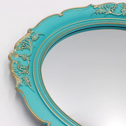 Eaoundm 13.1 x 14.8 inchs Decorative Wall Mirror, Oval Blue Plastic Frame - Image 7