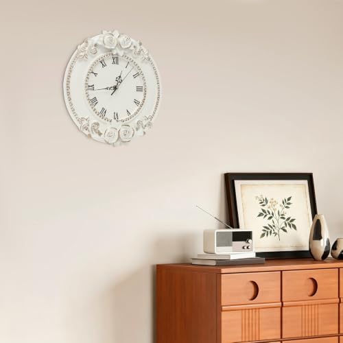 Silent Wall Clock, Battery Operated Large Easy Read Round White Dial - Image 7