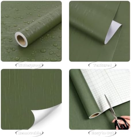 Faux Green Grasscloth Peel and Stick Wallpaper Textured Green Contact Paper - Image 7