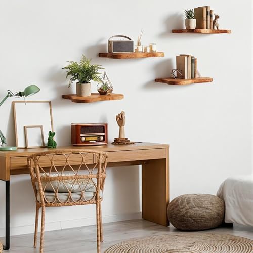 Pinkunn 4 Pcs Solid Live Edge Floating Shelves - Image 6