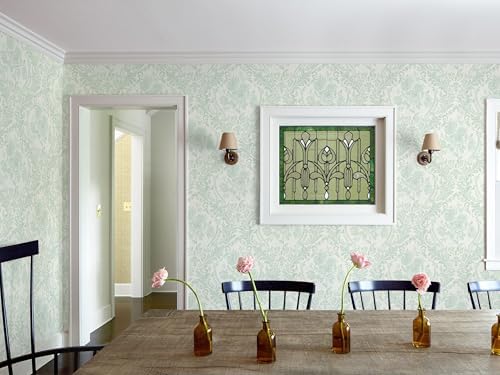 Ismoon Sage Green Floral Wallpaper Peel Stick Vintage Damask Wallpaper - Image 6