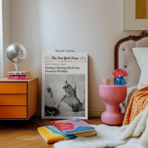 Funky Girl Preppy Aesthetic Posters Black And White Newspaper Wall Art 12x16in - Image 5