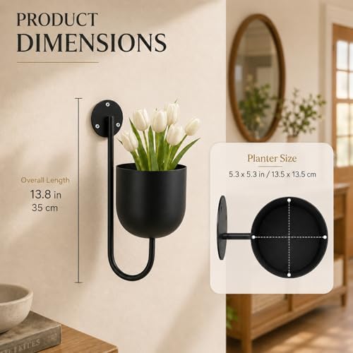 3 Pack Wall Mounted Plant Holders, Metal Hanging Planters & Wall Plant Decor - Image 7