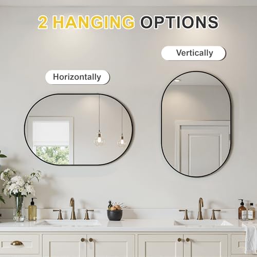 Black Oval Bathroom Mirror for Over Sink, 2 Pack 20"x30" Wall Mirror - Image 6