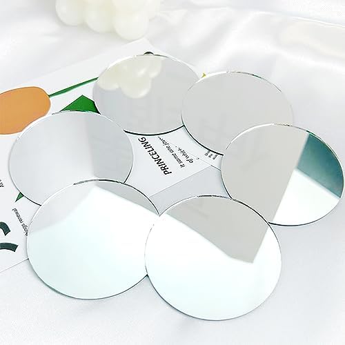 6 in Glass Round Mirror Tile, Small Circle Craft Mirror - Image 6