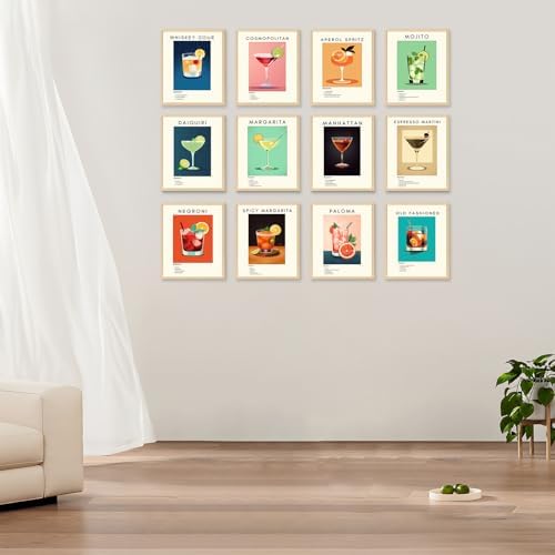 Retro Cocktail Poster Bar Wall Art, Classic Cocktail Wall Decor Set of 12 - Image 7