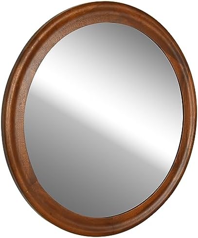 Round Wood 24 Inch Mirror for Wall, Circle Decorative Mirror - Image 6