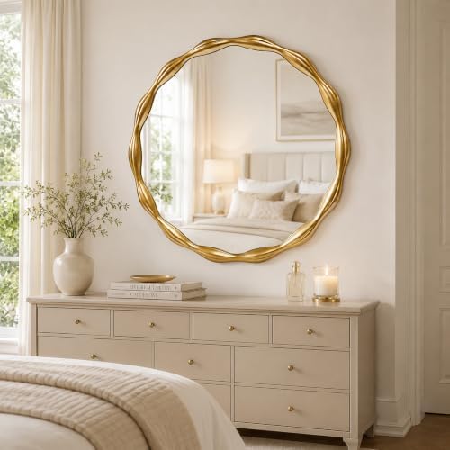 Saliwa 27 Inch Round Gold Wall Mirror - Image 7