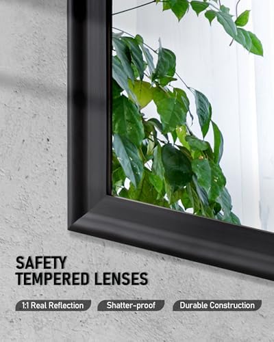 Black Wall Mirror for Bathroom, Rectangle Rustic Large 30 x 48 inch Mirrors - Image 6