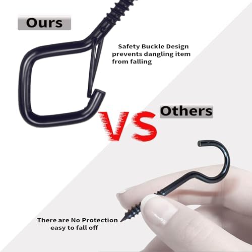 50 PCS Black Eye Screw Hooks for Hanging Heavy Duty - Image 6