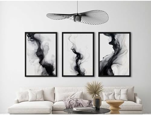 Black White Abstract Wall Art Decor Set of 3 Modern Wall Art Minimalist Canvas - Image 7