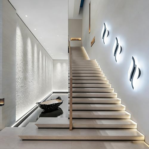 Modern LED Wall Sconce 2 Pack Wall Light Fixtures, 6000K Indoor Black Wall Light - Image 5