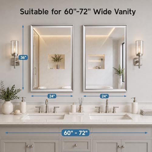 2 Pack Brushed Nickel Bathroom Mirrors 24x36 Inch - Image 6