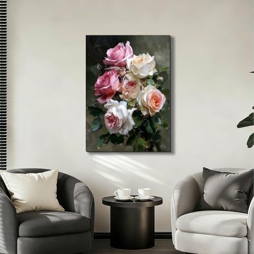 ZERILYN Ship Next Day Romantic Pink Peony Flower Canvas Art Farmhouse Wall - Image 7