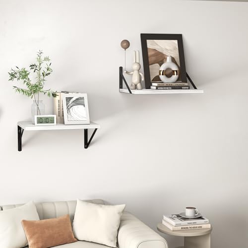 Heimlove 16W x 12D Deep Floating Shelves Set of 2 White - Image 6