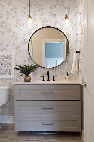 Safiyya 118"x17.3" Peel and Stick Wallpaper Gold and White Contact Paper Rose - Image 6