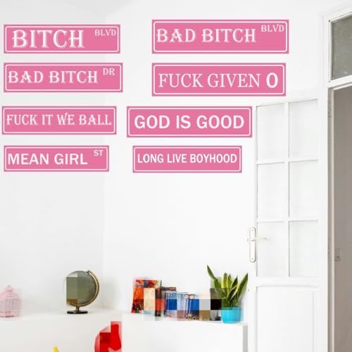 Pink Room Decor Bad Bitch Blvd Metal Tin Sign Funny Bitch Blvd Sign Street Signs - Image 6