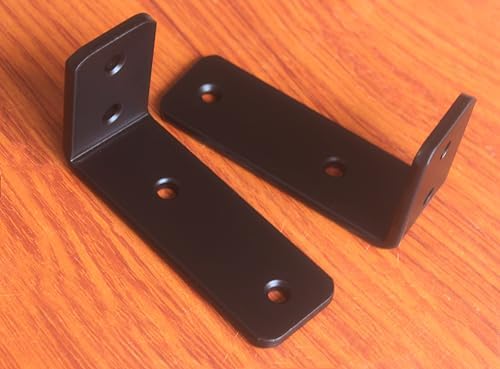 8 Pack - L 4" x H 2" x W1.5, 5mm Thick Black L Shelf Bracket, Iron Shelf - Image 5