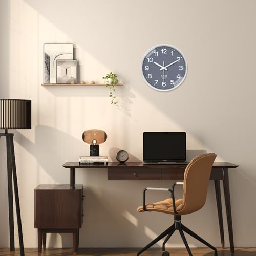 XNM 12 Inch Grey Minimalist Wall Clocks Battery Operated - Image 6