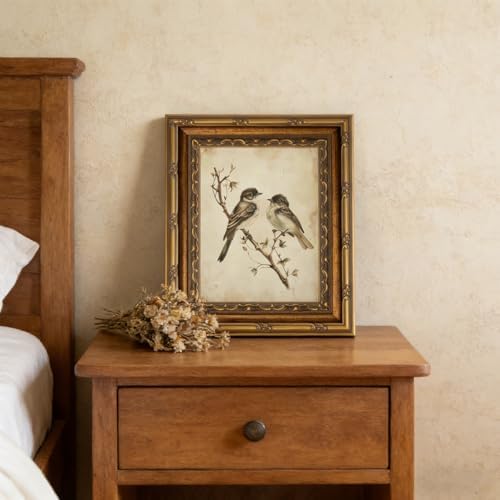 Vintage Gold Framed Wall Art Neutral Summer Bird Wall Art Vintage Botanical - Image 7