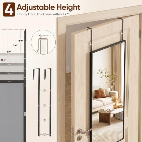 Suidia Full Length Mirror Over the Door&Wall Mounted, HD Shatterproof, Hanging - Image 6