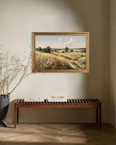 KBKBART Gold Framed Vintage Wall Art, Serene Fields Wildflowers Vintage - Image 7