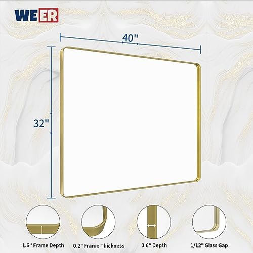 WEER Gold Bathroom Vanity Mirror 40X32 Inch - Image 6