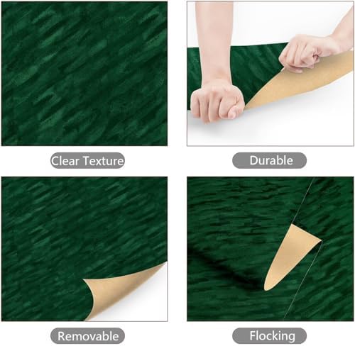 YENHOME 17.7"X200" Emerald Green Velvet Peel and Stick Wallpaper Vintage Velvet - Image 6