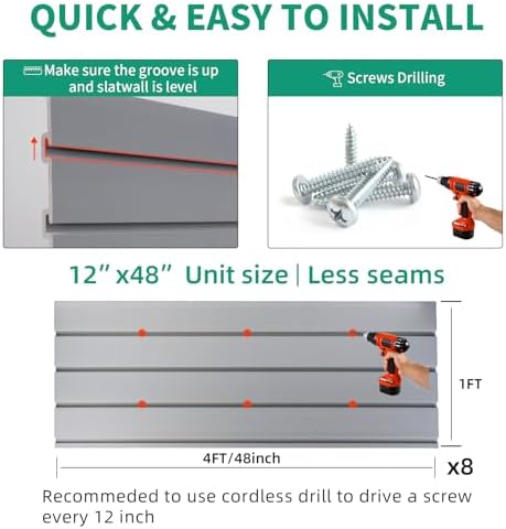 FRAYSCENT Slat Wall Paneling Garage Slat Wall Storage Systems Slatwall Panels - Image 6