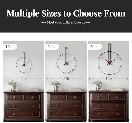Cuspin 24 Inch Large Wall Clock, Modern Black Metal Clocks - Image 6