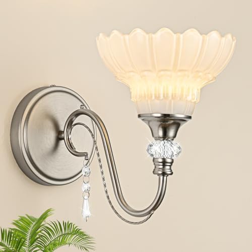 1 Piece Brushed Nickel Finish Wall Sconce, 1-Light Modern Wall Sconce - Image 7